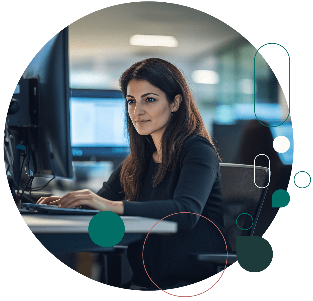 Woman tech worker coding at her desk