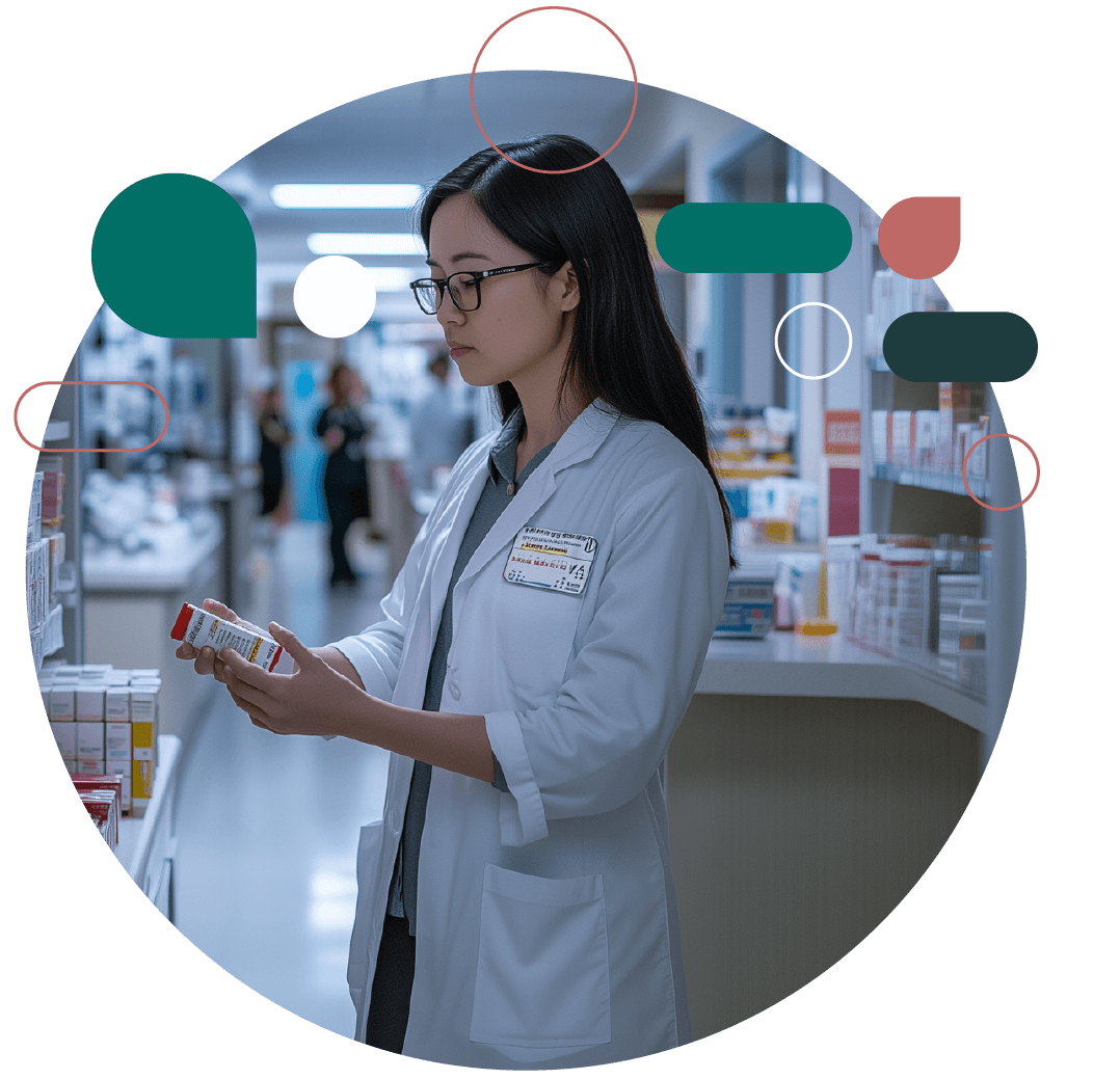 Pharmacist working in hospital pharmacy