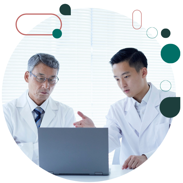 Man doing clinical research on a tablet