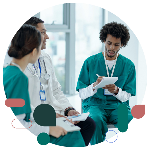 Health system leader typing a question into her phone